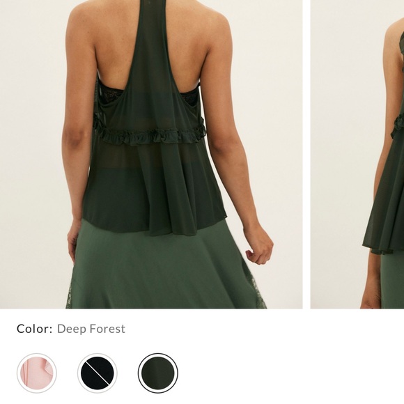 Free People Dark‎ Green Ruffle Blouse - Picture 2 of 2